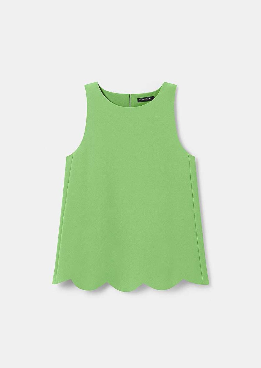 TARA JARMON Tabo Green Crepe Top Tops