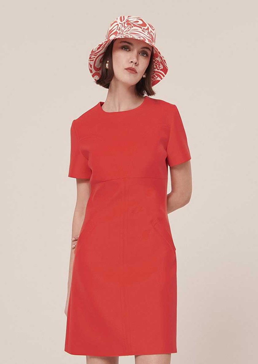 TARA JARMON Rehane Coral Double Canvas Dress Dresses