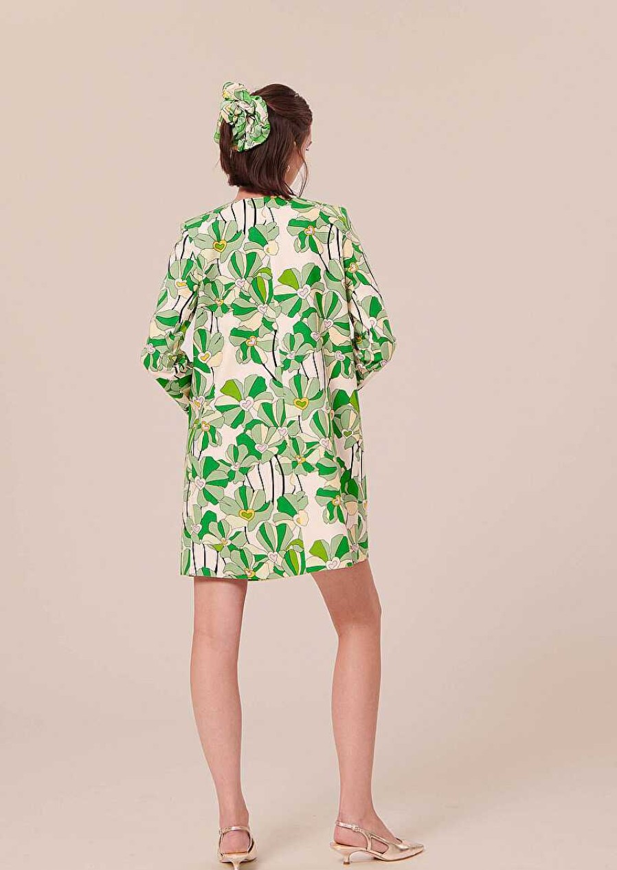 TARA JARMON Rhea Green Floral Printed Dress Dresses