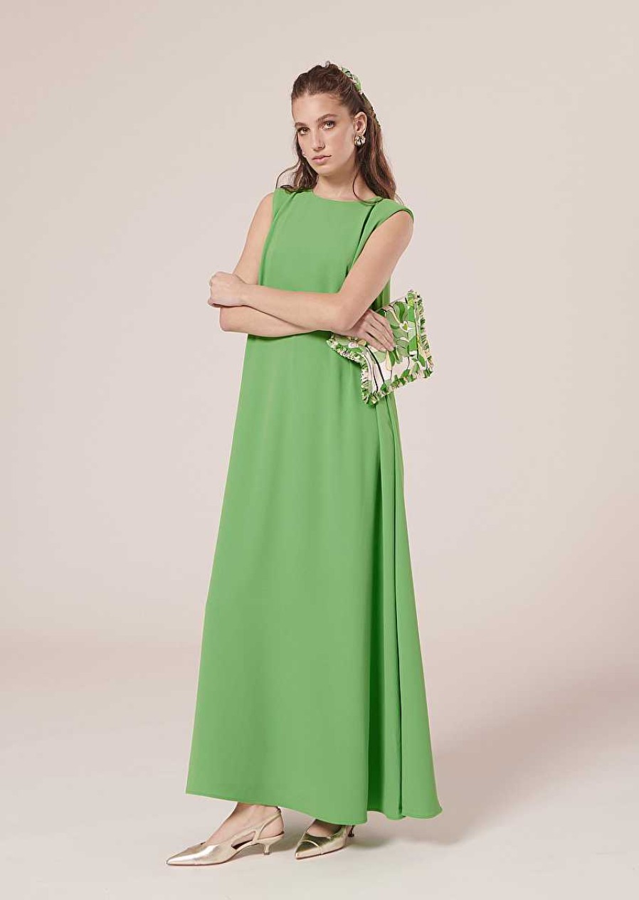 TARA JARMON Roxy Green Crepe Dress Dresses