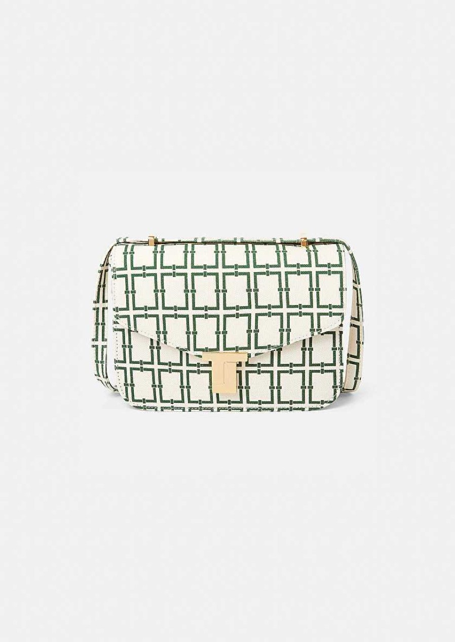 TARA JARMON 8 Bis Ecru With Green Graphic Design Bag Our Iconic