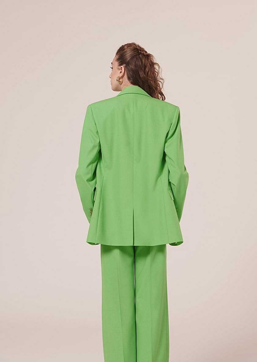 TARA JARMON Viola Green Cold Wool Suit Jacket Jackets & Coats