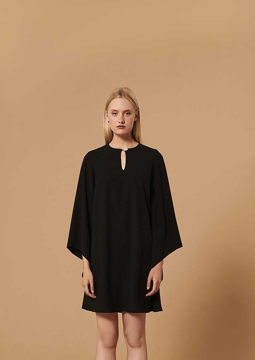 TARA JARMON Raonie Black Dress In Crepe Dresses