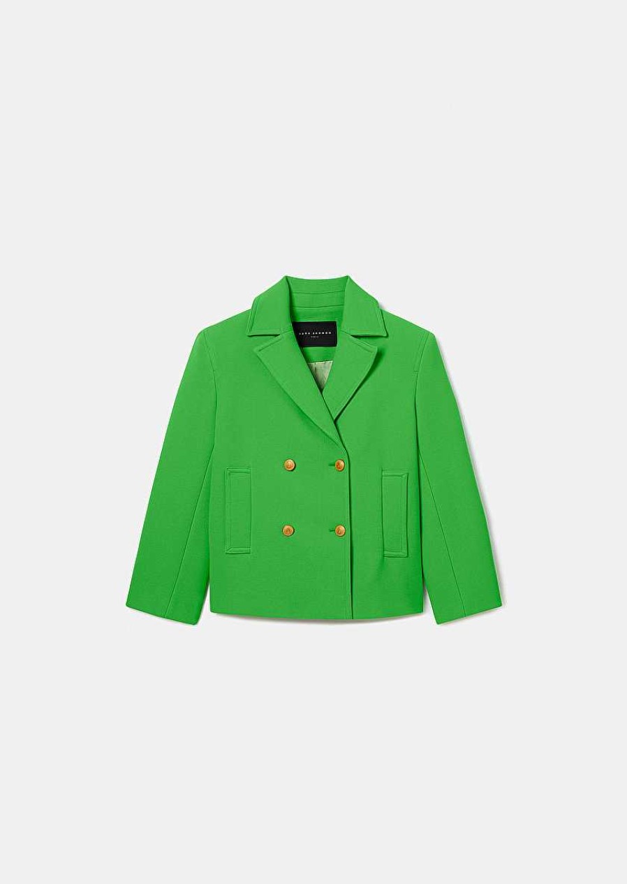 TARA JARMON Marcello Green Double Cotton Coat Jackets & Coats