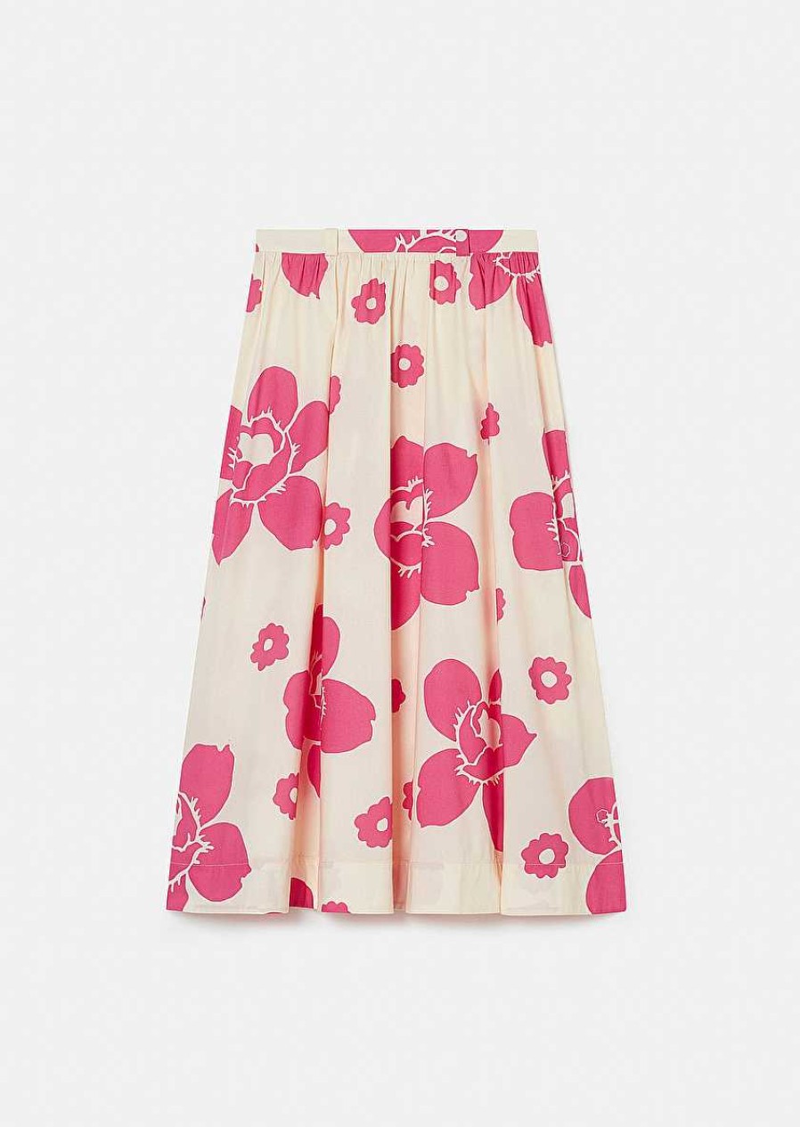 TARA JARMON Jenna Ecru Flower Printed Poplin Skirt Skirts & Shorts