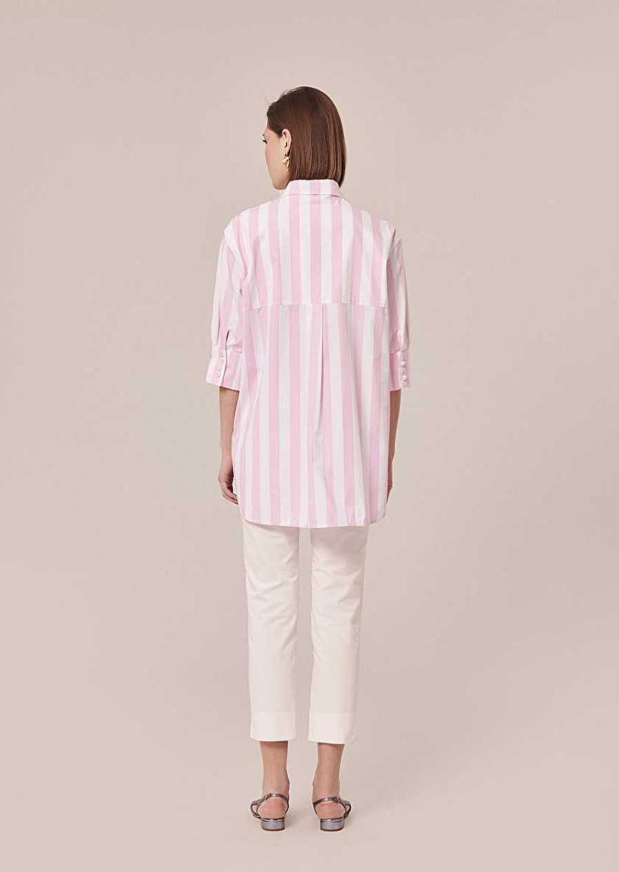 TARA JARMON Tallulah Pink Striped Poplin Shirt Tops