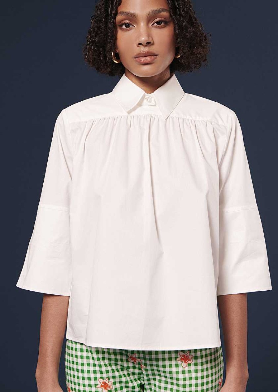 TARA JARMON Trinity White Poplin Top Tops