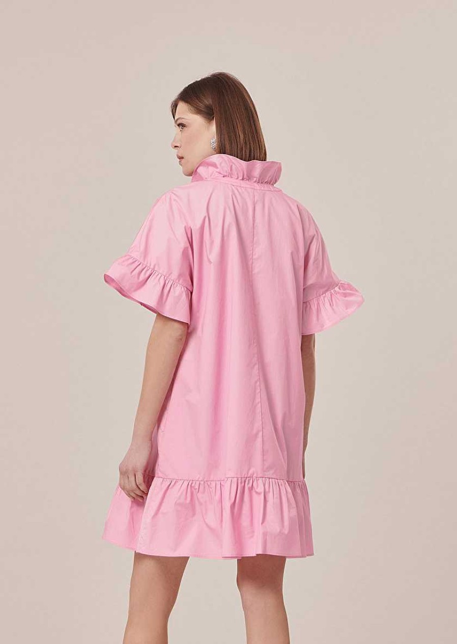 TARA JARMON Ripoline Pink Poplin Dress Dresses