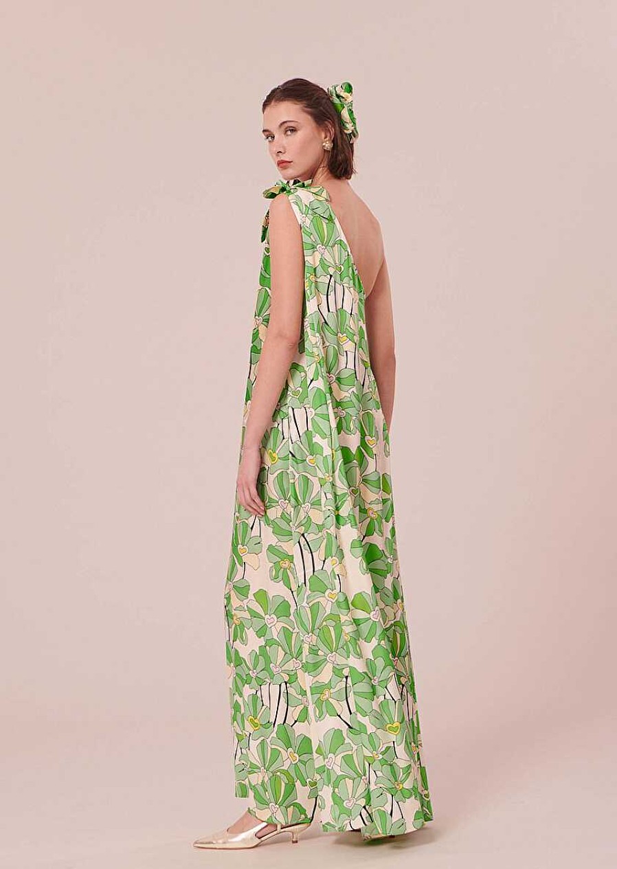 TARA JARMON Rekia Green Floral Printed Dress Dresses