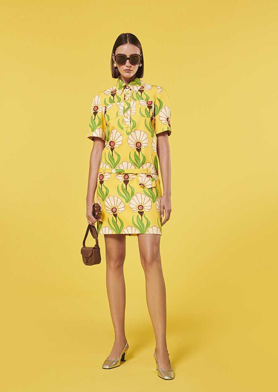 TARA JARMON Rivage Yellow Flowers Printed Dress Dresses