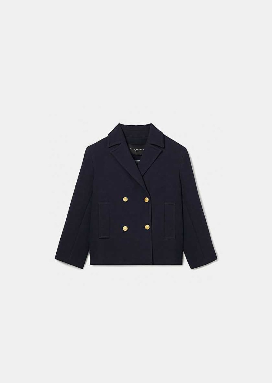 TARA JARMON Marcello Midnight Blue Double Cotton Coat Jackets & Coats