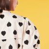 TARA JARMON Calypso Ecru With Black Polka Hearts Shirt Tops