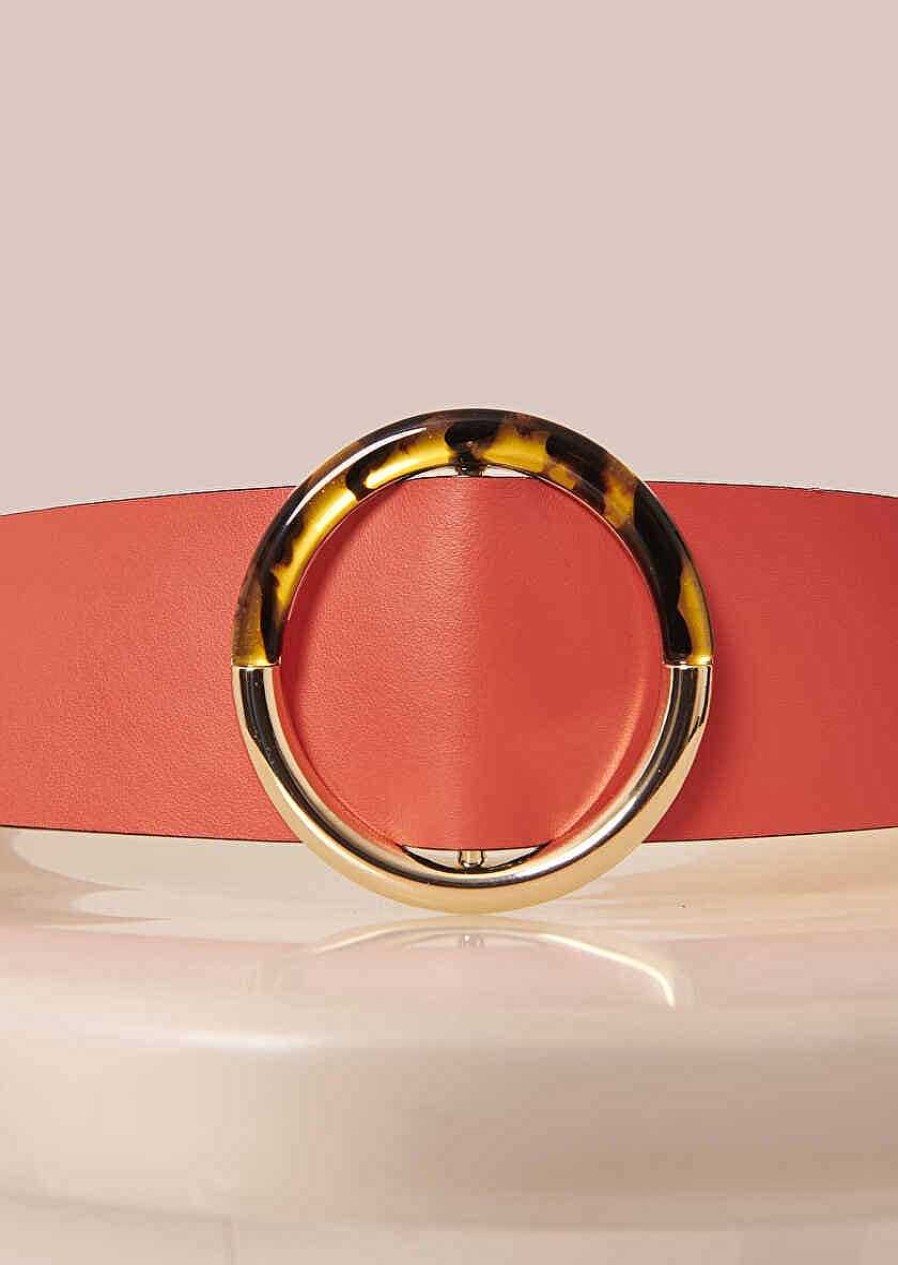 TARA JARMON Lauren Coral Leather Belt Accessories